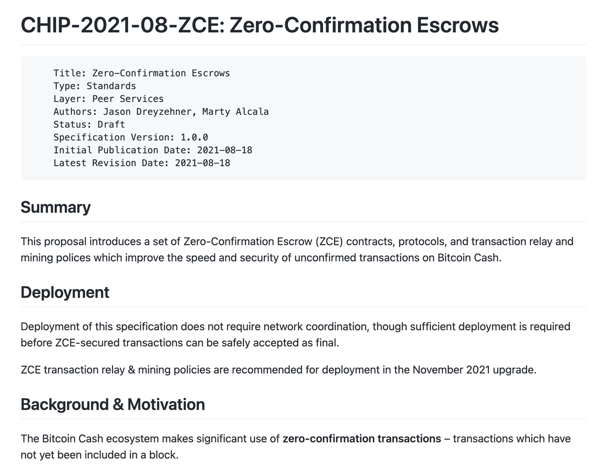 CHIP: ZCEs – Instant, Secure Payments on Bitcoin Cash
